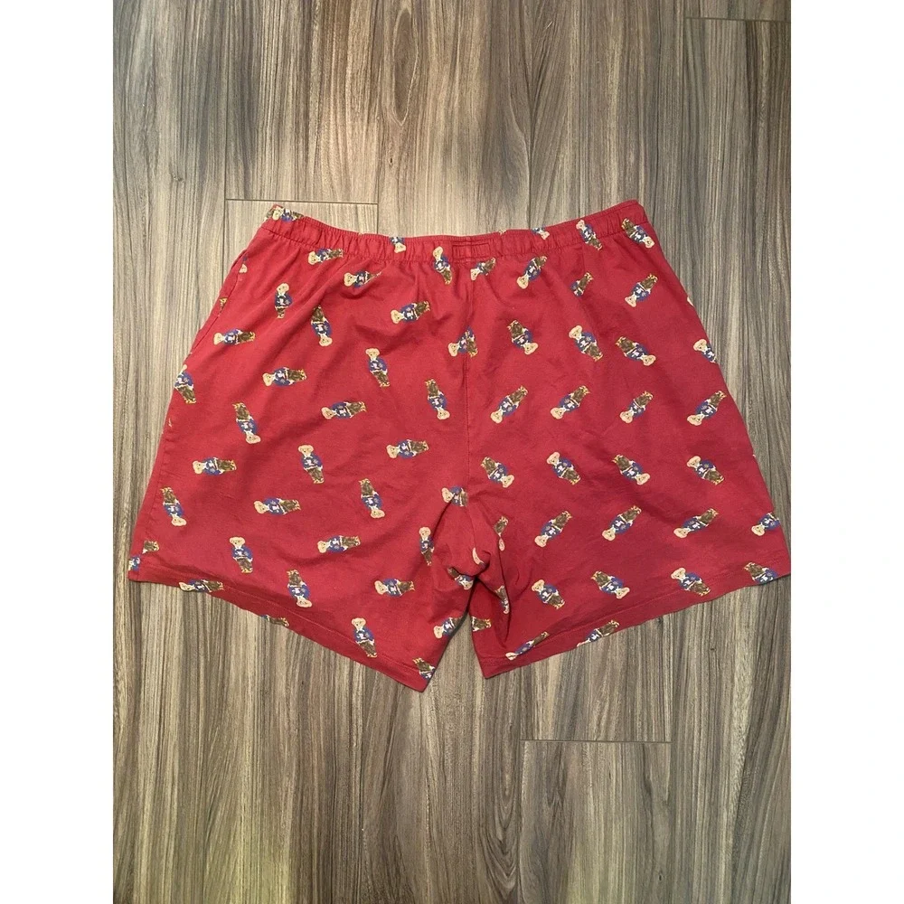 Polo Ralph Lauren Mens XL Polo Bear Sleepwear Sleep Shorts Red, Drawstring